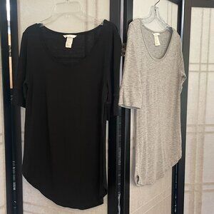 H&M Basic Scoop Neck Tops (one black & one grey)